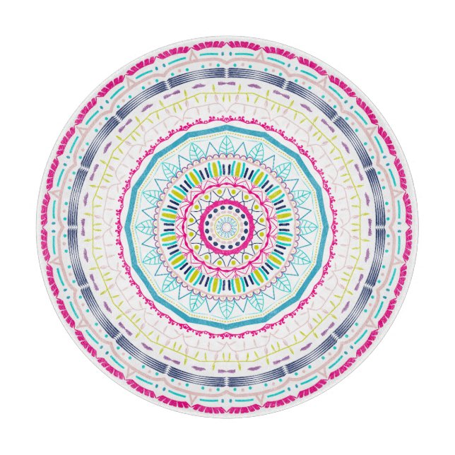 Tabla De Cortar Arte de Mandala Colorido Vibrante (Anverso)