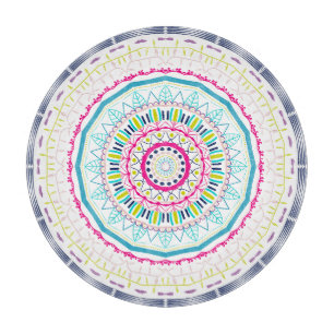 Tabla De Cortar Arte de Mandala Colorido Vibrante