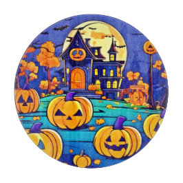 Tabla De Cortar Arte de Mansión Embrujada de Halloween