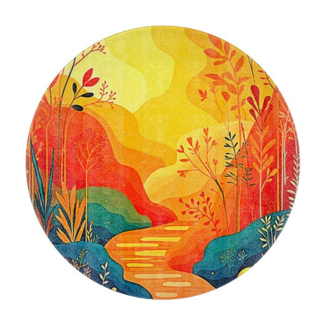 Tabla De Cortar Arte de paisaje de otoño (Anverso)