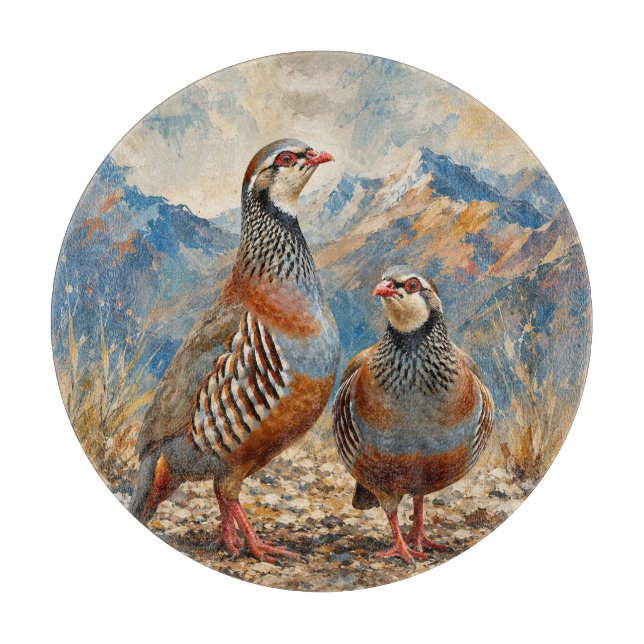 Tabla De Cortar Arte de pareja de perdiz chucar  (Anverso)
