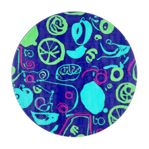 Tabla De Cortar Arte de patrón de frutas neon