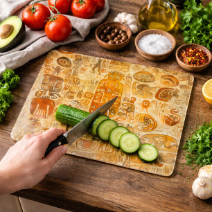 Tabla De Cortar Arte de Petroglifo Antiguo