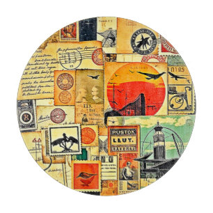 Tabla De Cortar Arte de postales para viajes de vintage