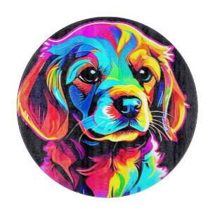 Tabla De Cortar Arte de retrato de perro arco iris