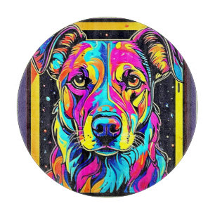 Tabla De Cortar Arte de retrato de perro arco iris