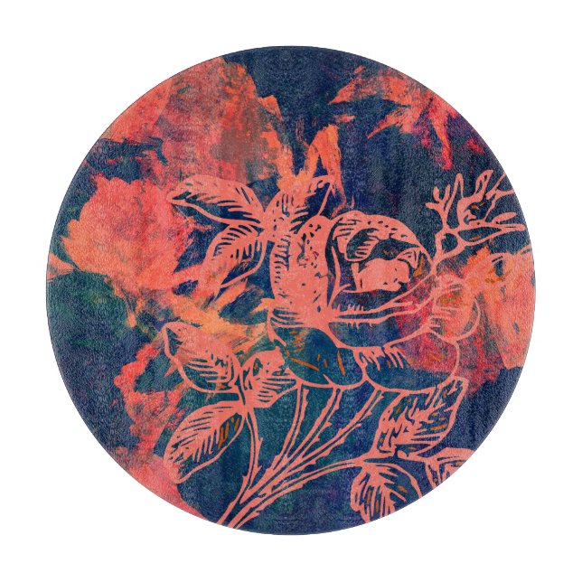Tabla De Cortar Arte de Rosa Roja Abstracta (Anverso)
