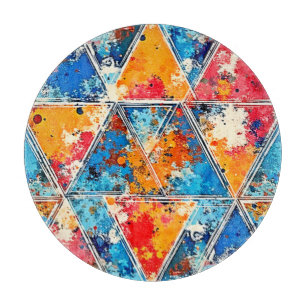 Tabla De Cortar Arte de salpicadura geométrica vibrante