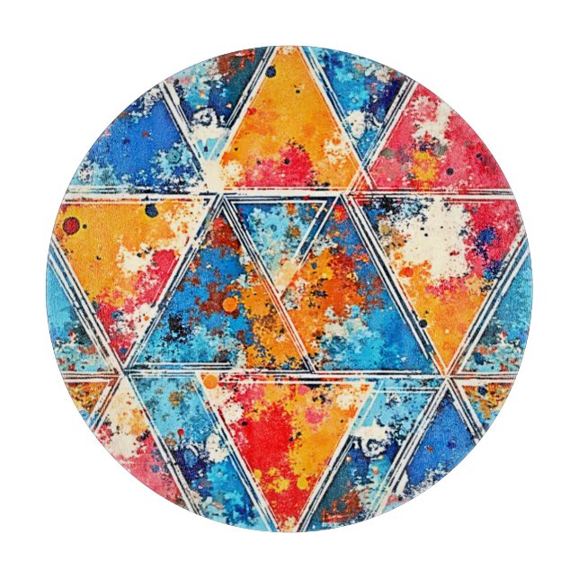 Tabla De Cortar Arte de salpicadura geométrica vibrante (Anverso)