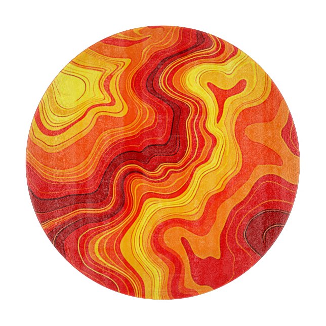 Tabla De Cortar Arte de Topografía Abstracta Ardiente (Anverso)