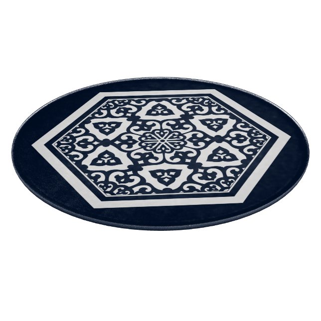 Tabla De Cortar Arte de tracería turco otomano azul oriental (Borde)