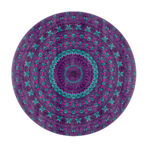 Tabla De Cortar Arte digital de mandala colorido y brillante de to