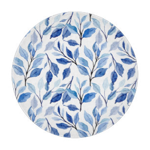 Tabla De Cortar Arte fino mosaico de ondas de hojas azules de acua