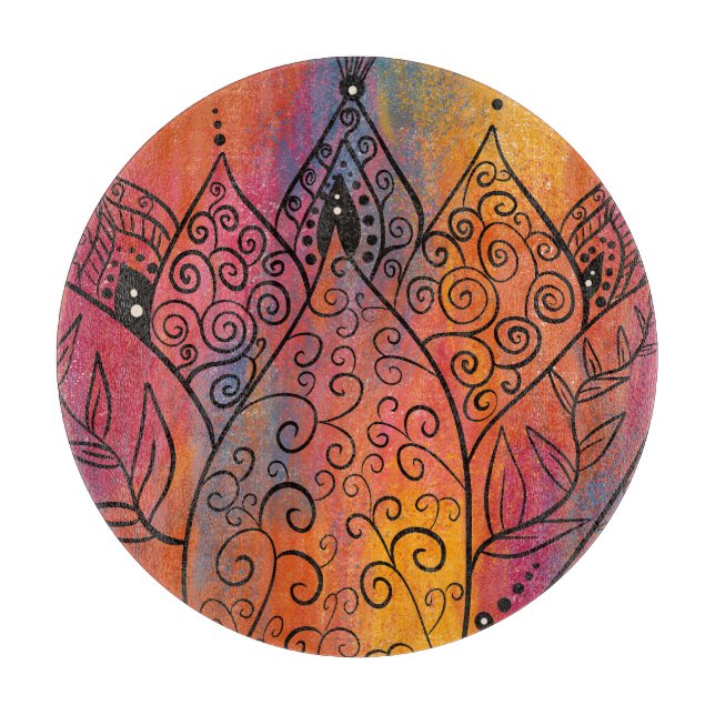 Tabla De Cortar Arte floral de bonito (Anverso)