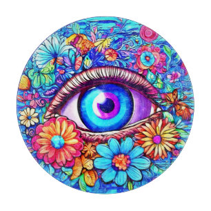 Tabla De Cortar Arte Floral Hipnótico del Ojo