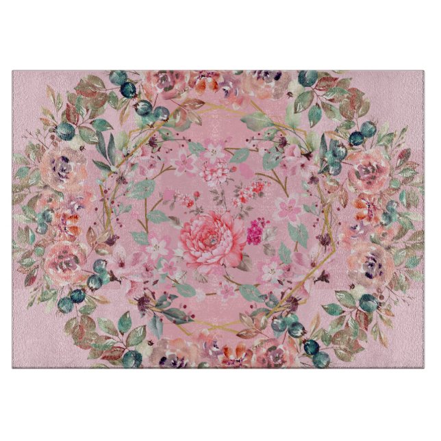 Tabla De Cortar Arte floral rosa, flor rosa (Anverso)