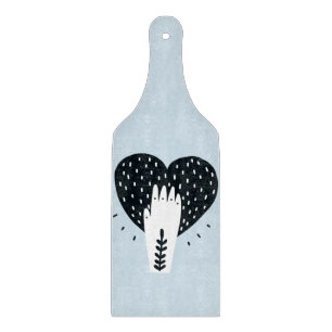 Tabla De Cortar Arte Folclórico Escandinavo Corazón y Mano