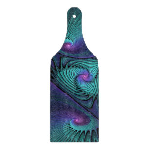 Tabla De Cortar Arte fractal abstracto moderno de púrpura y turque