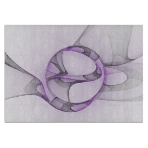 Tabla De Cortar Arte fractal abstracto moderno lavanda gris