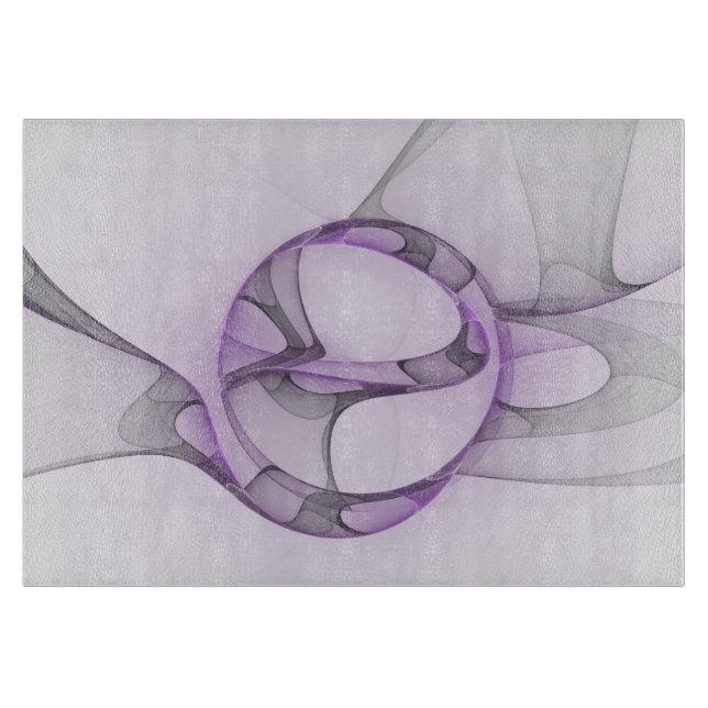 Tabla De Cortar Arte fractal abstracto moderno lavanda gris (Anverso)