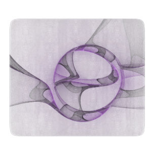 Tabla De Cortar Arte fractal abstracto moderno lavanda gris