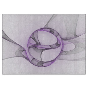 Tabla De Cortar Arte fractal abstracto moderno lavanda gris