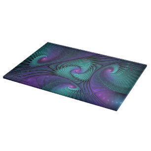 Tabla De Cortar Arte fractal abstracto moderno que combina púrpura