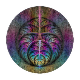 Tabla De Cortar Arte fractal colorido con estampado trippy