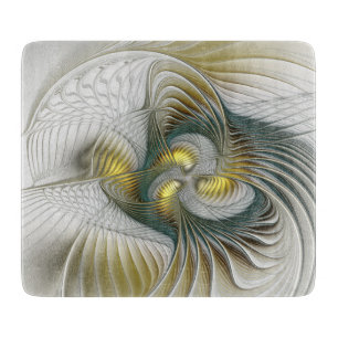 Tabla De Cortar Arte fractal de fantasía Verde azulada de oro nobl