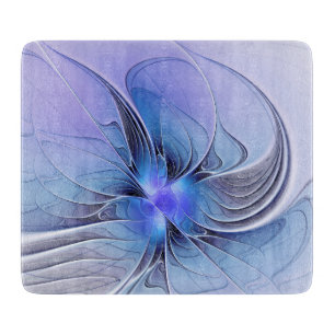 Tabla De Cortar Arte fractal moderno abstracto lavanda azul
