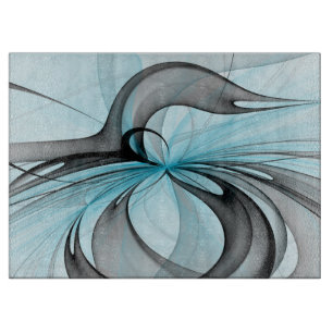 Tabla De Cortar Arte fractal moderno gris antracita abstracto