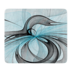 Tabla De Cortar Arte fractal moderno gris antracita abstracto