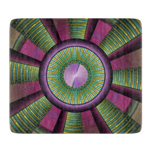 Tabla De Cortar Arte Fractal Moderno, Redondo Y Colorido