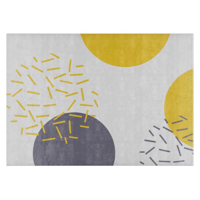 Tabla De Cortar Arte geométrico amarillo, fresco, moderno y de mod (Anverso)