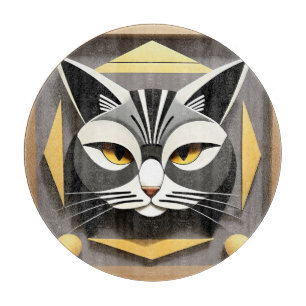 Tabla De Cortar Arte geométrico de un diseño abstracto de gato est