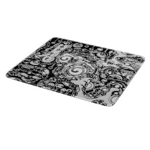 Tabla De Cortar Arte Geométrico Negro Y Blanco 3