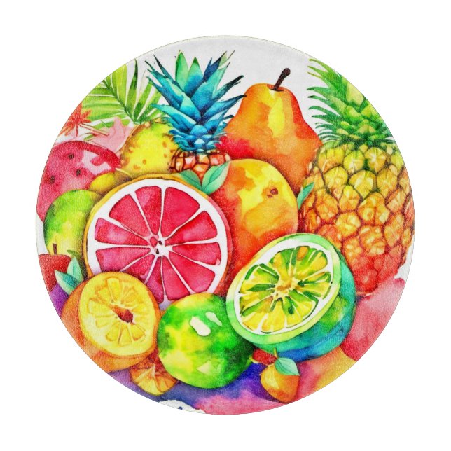 Tabla De Cortar Arte Personalizado de frutas tropicales (Anverso)