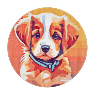 Tabla De Cortar Arte pop de cachorro curado