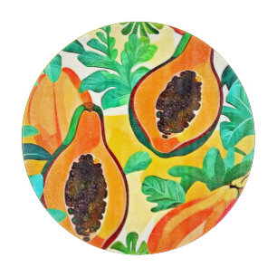 Tabla De Cortar Arte Pop de Papaya Tropical