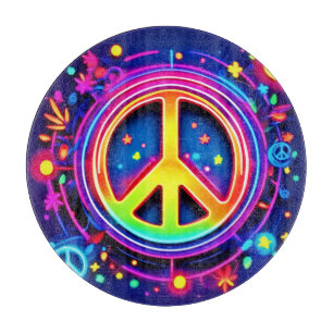 Tabla De Cortar Arte símbolo de la paz neonesa