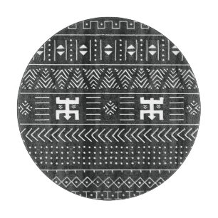 Tabla De Cortar Arte tribal africano: blanco y negro geométrico
