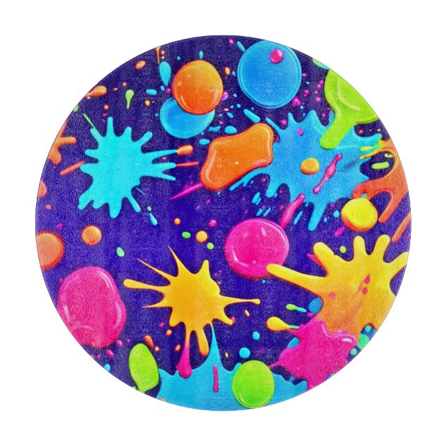 Tabla De Cortar Arte vibrante de salpicaduras de pintura neón (Anverso)