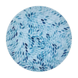 Tabla De Cortar Artistic Blue Mosaic Petals Glass Cutting Board