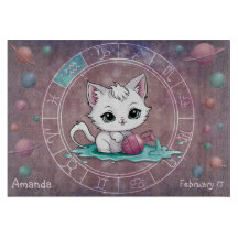 Astrológico Aquarius Cute cat Zodiac Wheel Planet