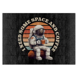 Tabla De Cortar Astronauta bebiendo café