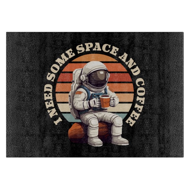 Tabla De Cortar Astronauta bebiendo café (Anverso)