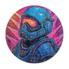 Tabla De Cortar Astronauta Neon Cyberpunk