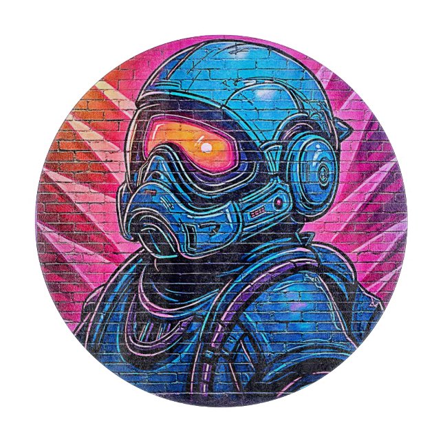 Tabla De Cortar Astronauta Neon Cyberpunk (Anverso)