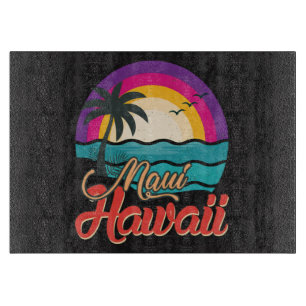 Tabla De Cortar Atardecer en la playa de olas de Maui Hawaii