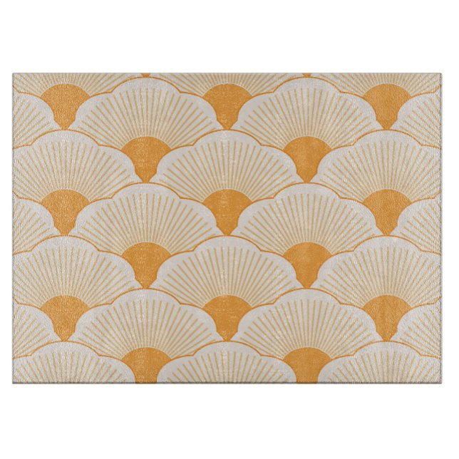 Tabla De Cortar Atardecer, naranja tonal, textura de hormigón (Anverso)